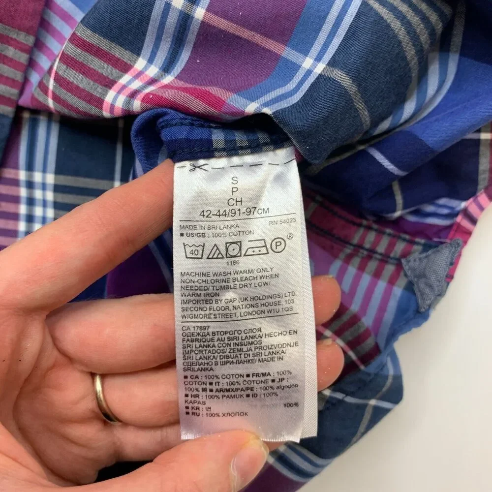 Banana Republic Shirt Mens S Small Multi Plaid Camden Fit Long Sleeve Button Up